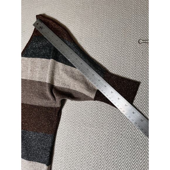 Express Women’s Medium Metallic Stripe Knit Top Scoop Neck Button Back Glitter - Picture 5 of 10